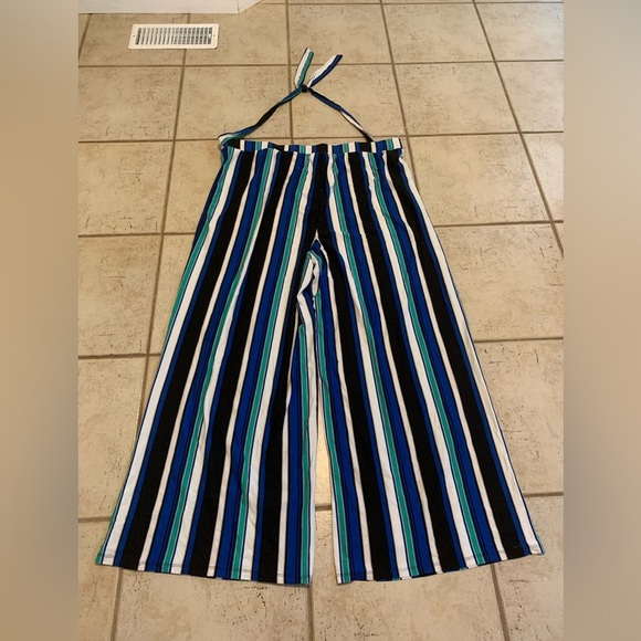 Bobbie Brooks Plus Size 3X Wide Leg Palazzo Pants | Striped Tie-Waist - Picture 2 of 6